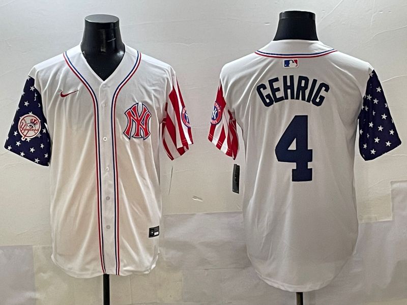 Men New York Yankees 4 Gehrig White a generation of national flags Jointly Name 2025 Nike MLB Jersey style 6